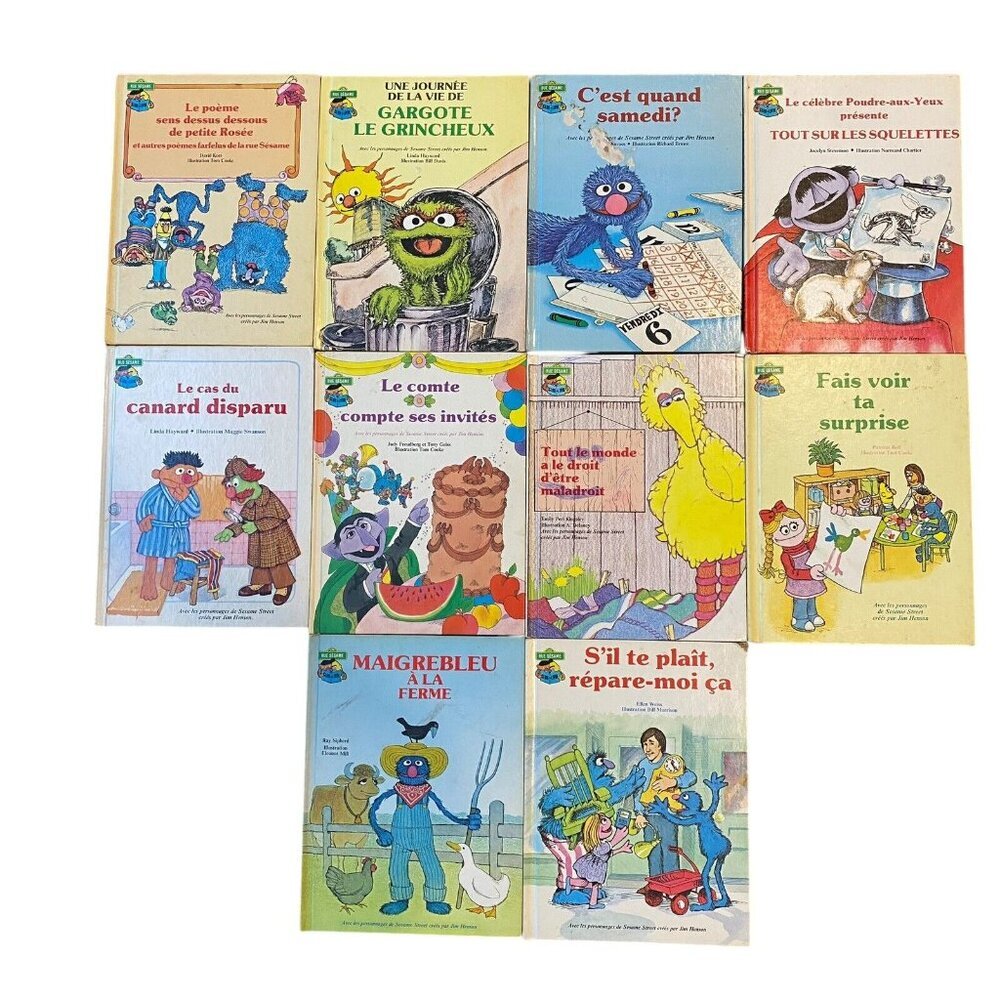 Le Club du Livre Rue Sesame Street Couvercle Rigide Enfants Français 1980s x7